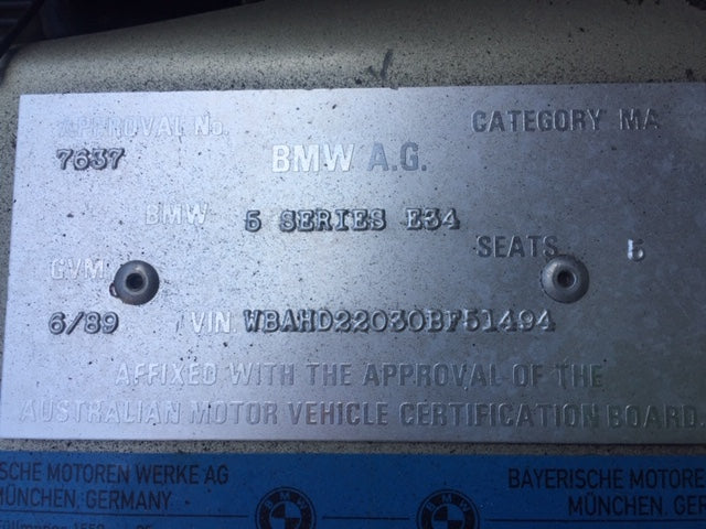 S2764 E34 Sedan 535i M30 AUTO 1989/04