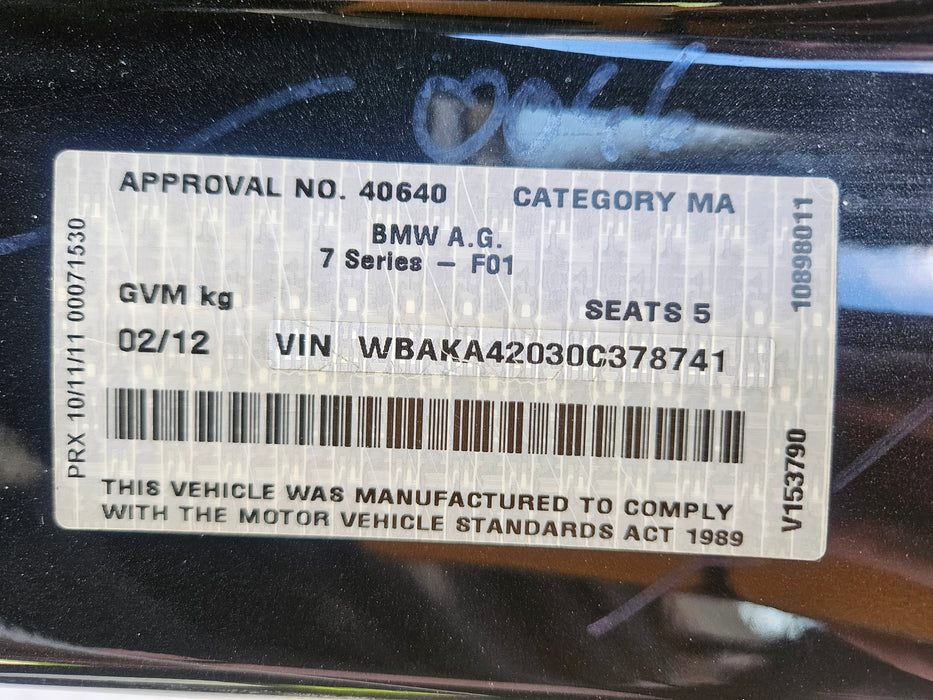 S3229 7' F01 Sedan 740i N54 AUTO 2011/11