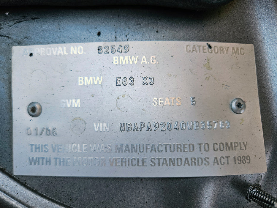 S3237 E83 X3 SUV 3.0i M54 AUTO 2005/01