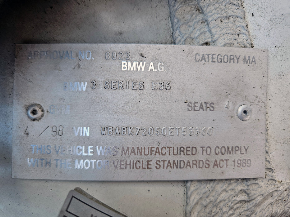 S3250 3' E36 Convertible 328i M52 MANUAL 1998/02