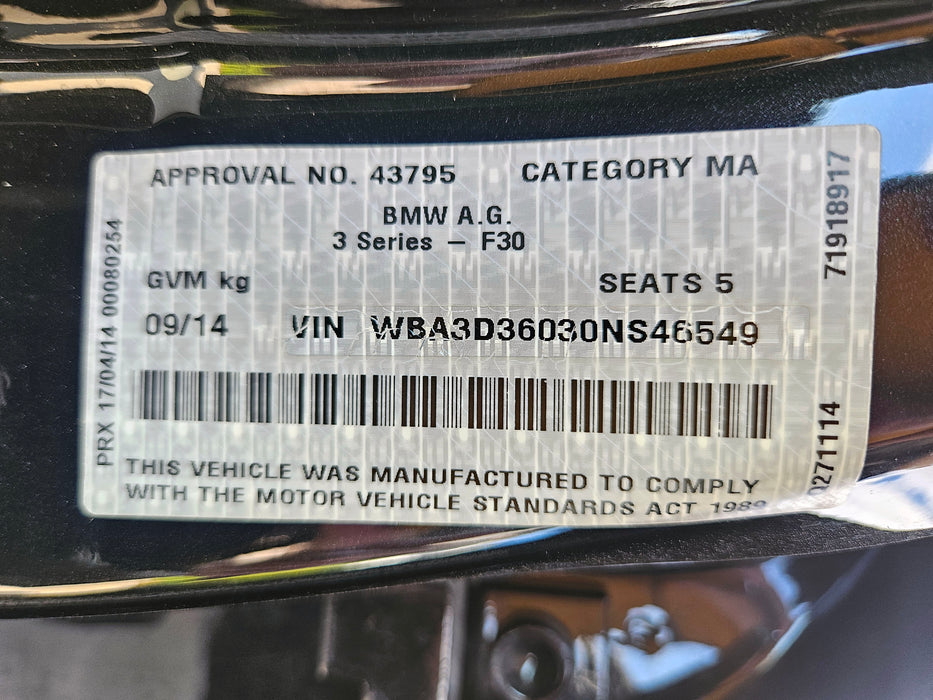 S3261 3' F30 Sedan 320d N47N AUTO 2014/08