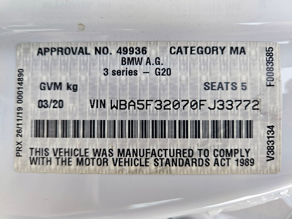 S3281 3' G20 Sedan 320i B48 AUTO 2019/12