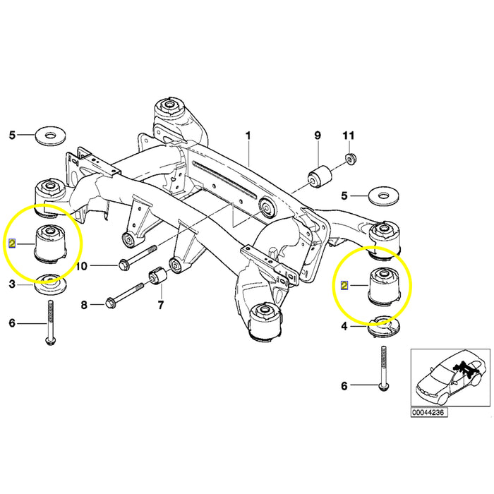 BMW Rubber Bush Rear Axle Mount E53 X5 MEYLE 33316770454