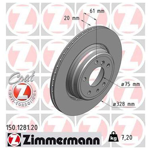 BMW Brake Disc Rear Ventilated 750i 850CSi E38 E31 ZIMMERMANN 34216767062