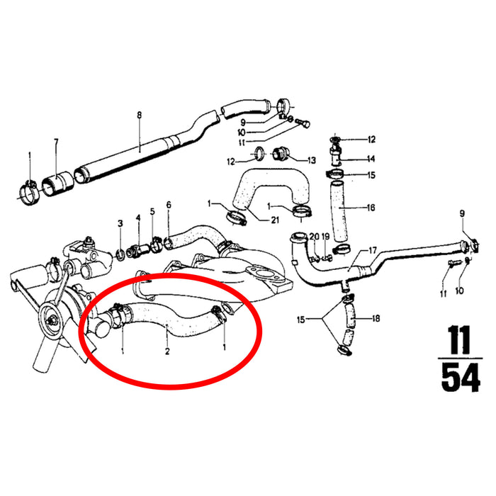 BMW Coolant Hose M10 2002 E10 E12 URO 11531266474