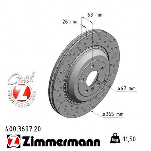 MERCEDES Brake Disc Rear Drilled Zimmermann AMG 1644230812 164 423 0812