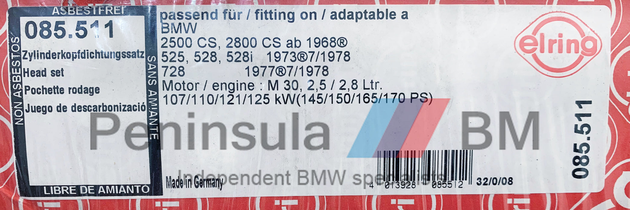 BMW VRS Gasket Set E12 528i E23 11129065636 11121266198