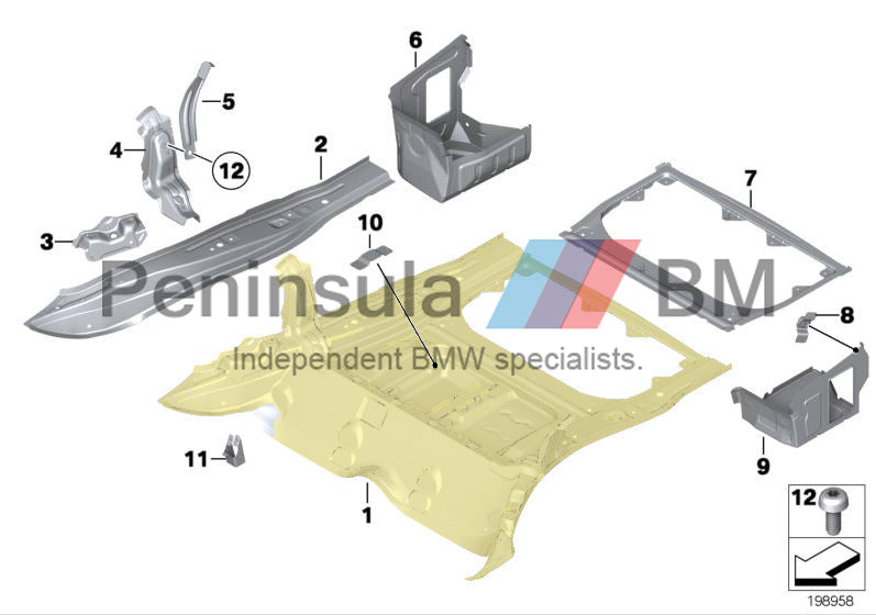 BMW Trunk Floor Panel Upper E84 X1 41002993556 Genuine